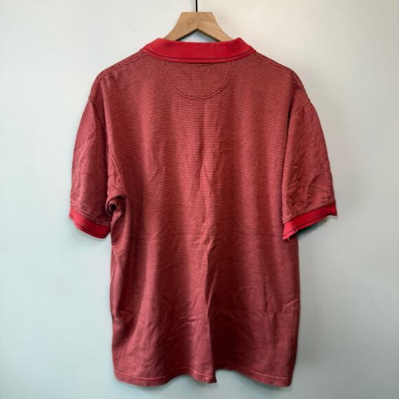 Greg Norman Men's Short Sleeve Cotton Grid Check Print Polo Shirt Red Size Large - Picture 6 of 6
